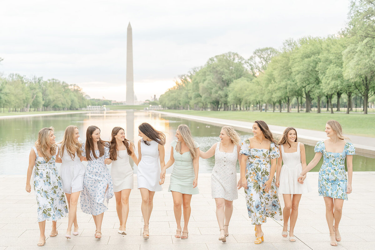 friends walking taken by Northern Virginia senior photographer