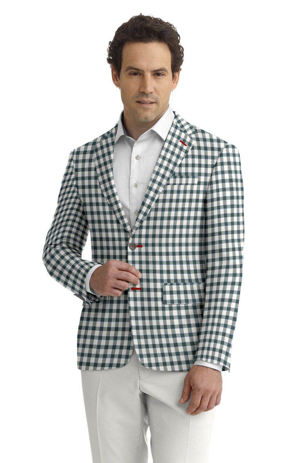 GREEN ECRU CHECKERBOARD 