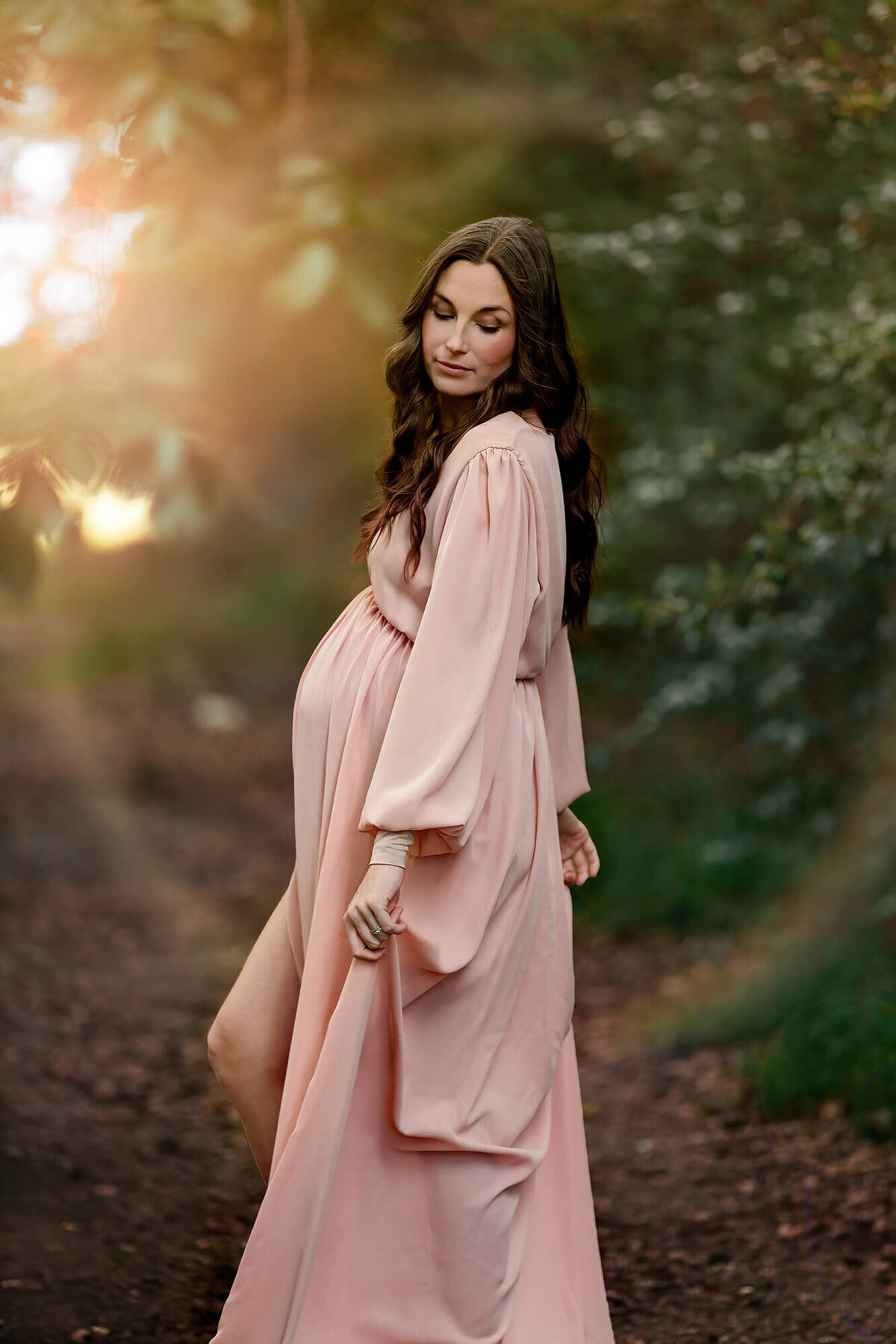 Very beautiful maternity model posing during golden hour in Houston, TX.