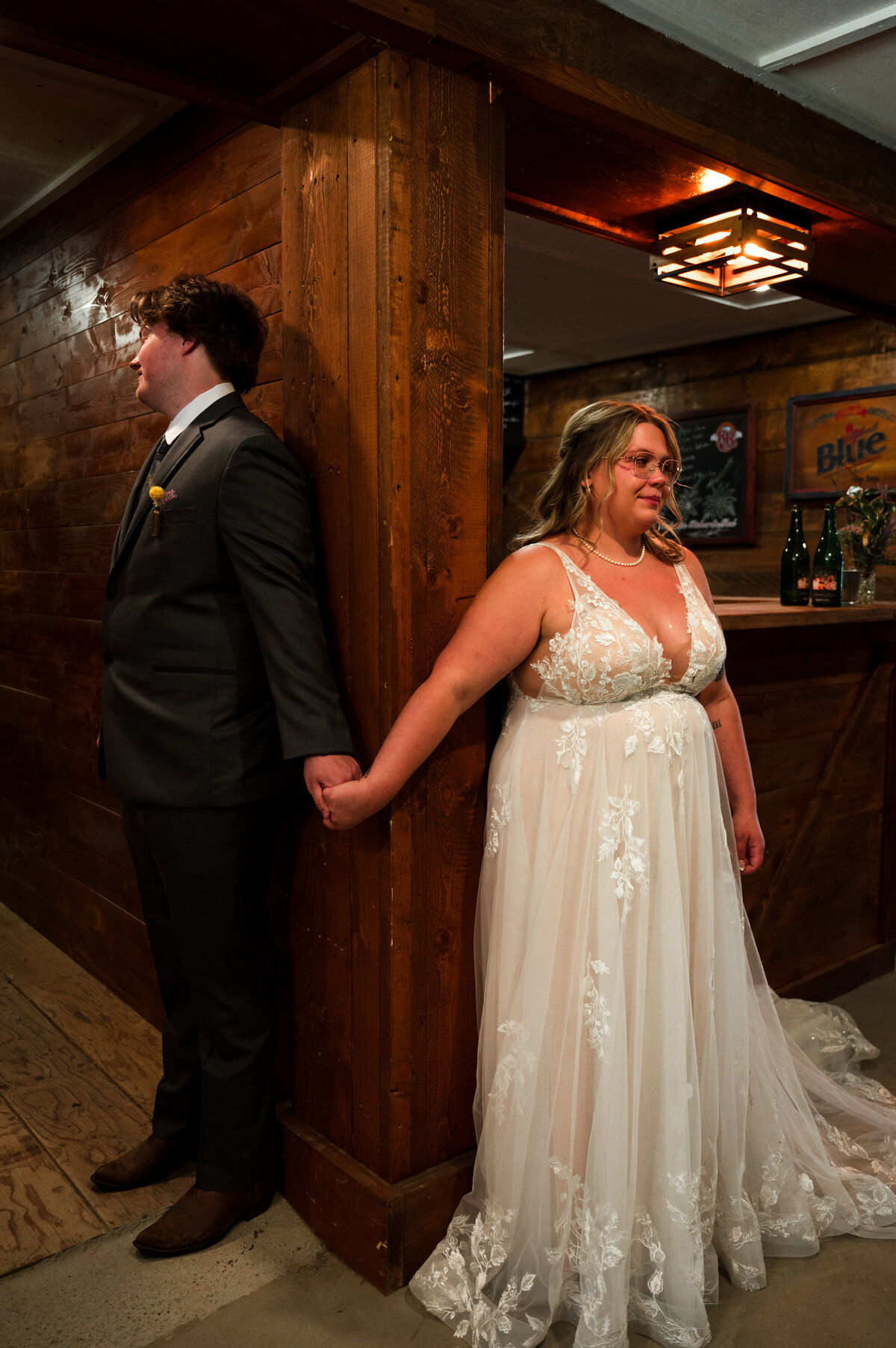 bride and groom first touch on wedding morning