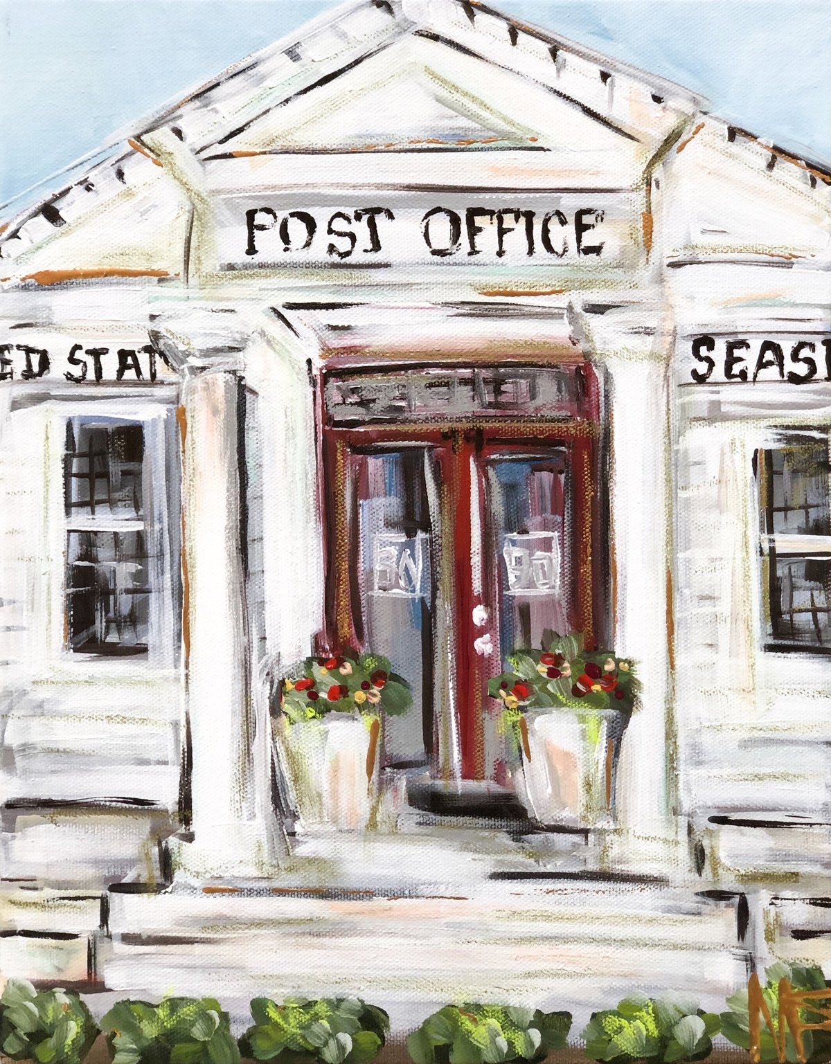 Commissioned painting by Miriam Shufelt, post office