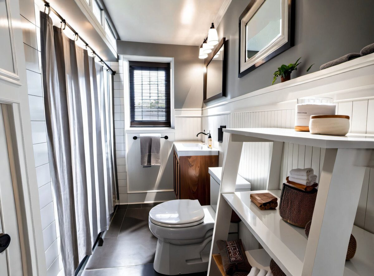2024-02-07 12-07-42 - modern bathroom, white panel, gray floor, wood vanity
