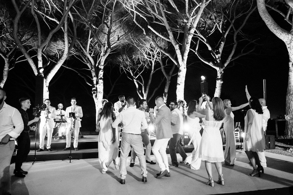 black and white wedding dancing photo