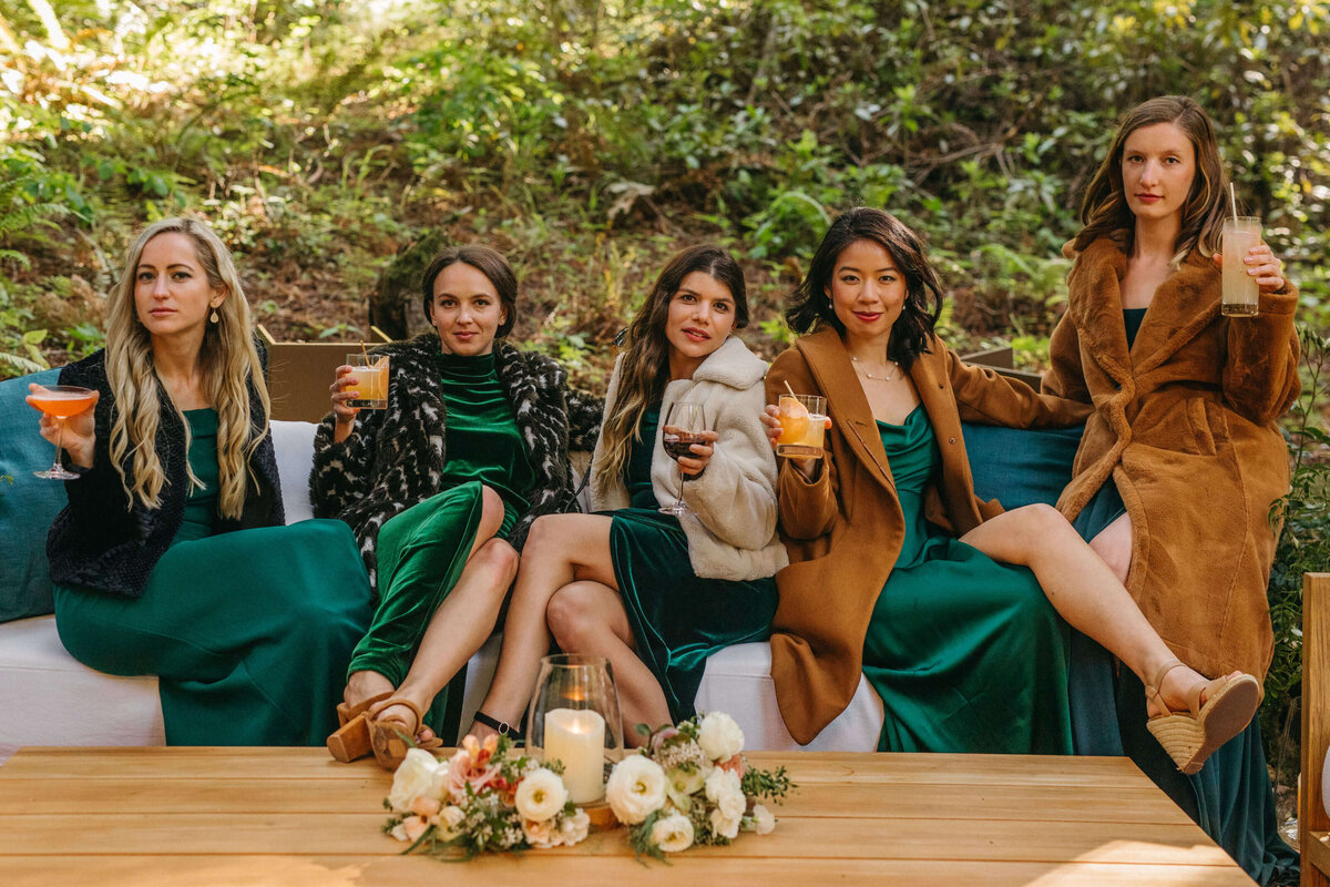 bridesmaids wedding spring emerald green
