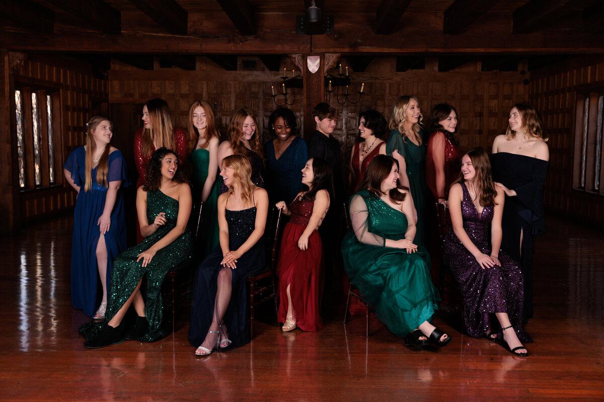 Model Team laughing inside a castle near Raleigh, NC.