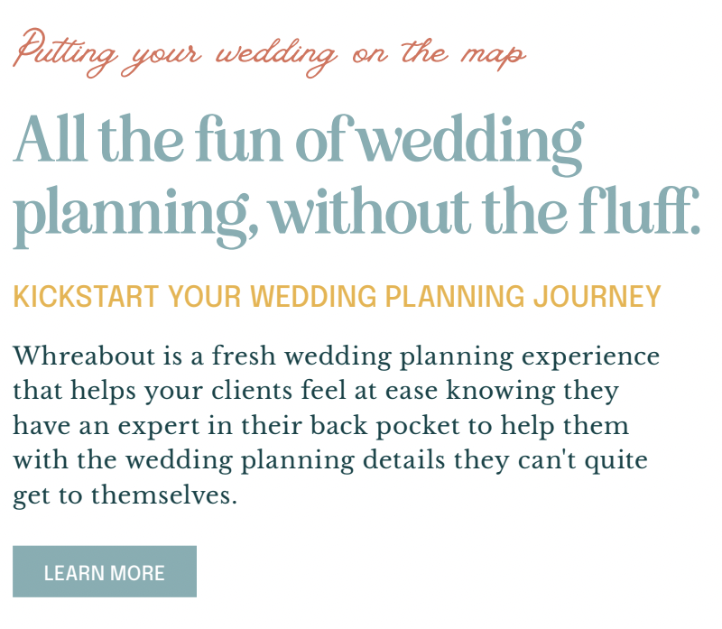 Typography selection for WhereAbouts Wedding Co, a wedding venue sourcing and coordination in Austin