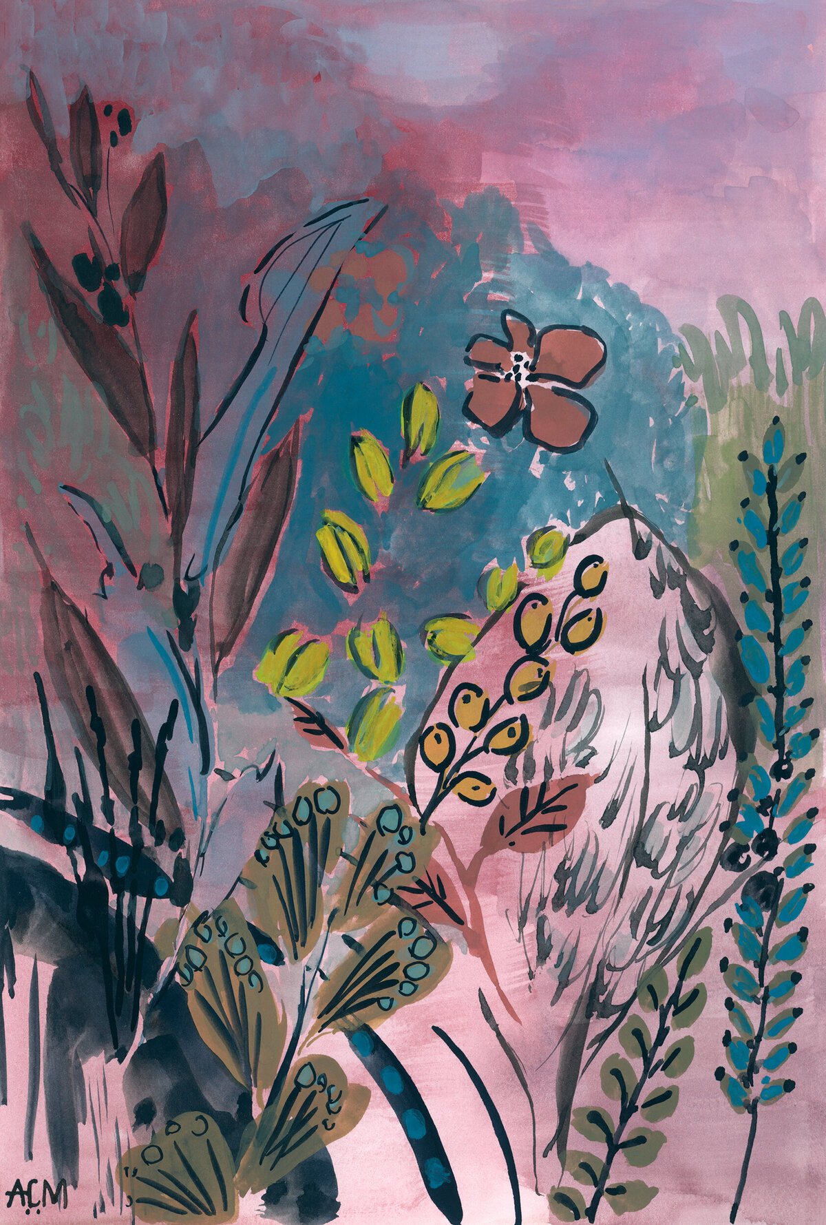 Driftwilde_gouache_20220829_26_original_undersea-abstract-magenta-gouache_original-artwork-waterbased-media_Anne-Cressey_A.-C._McGraw