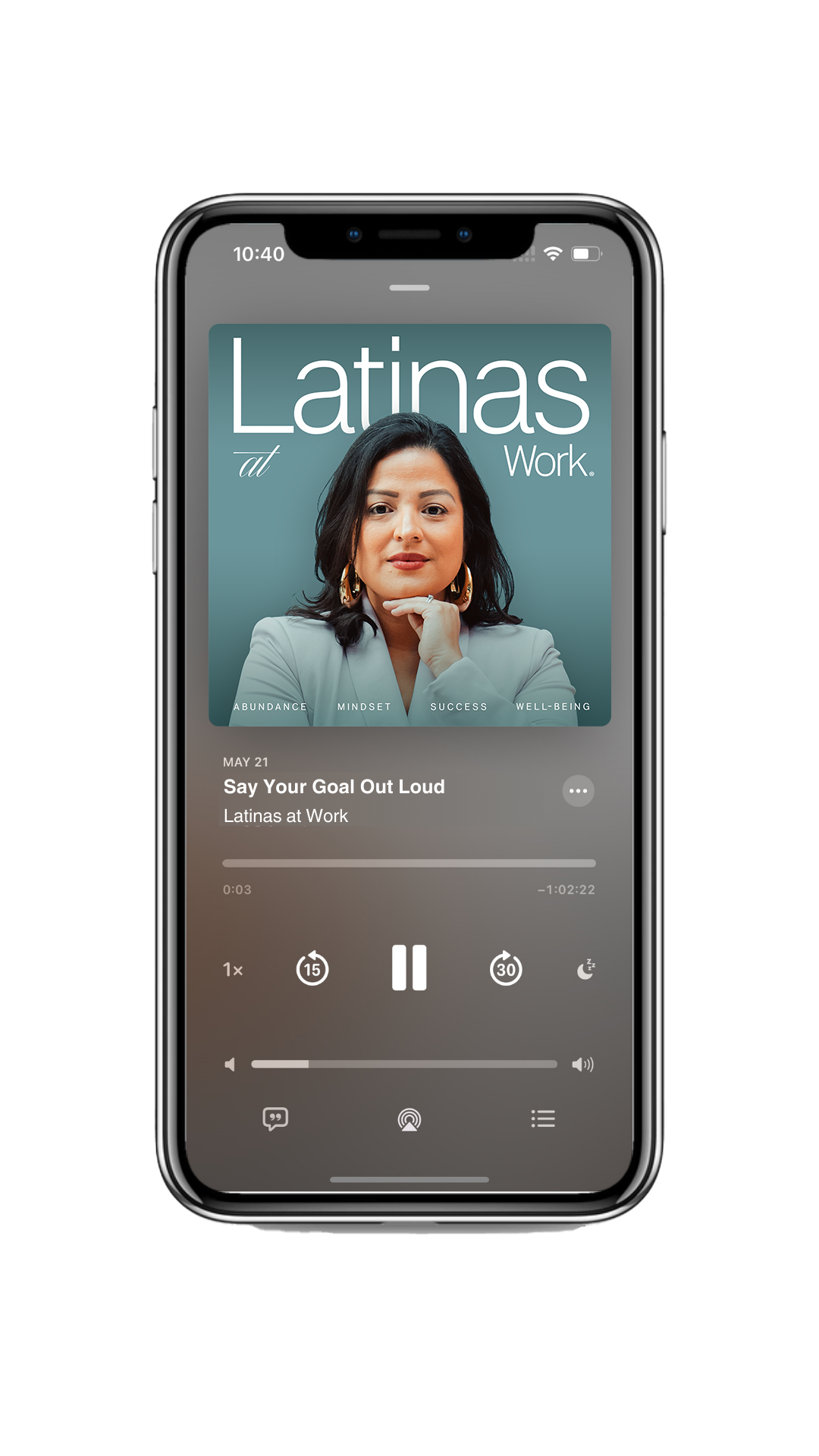 Latinas At Work Podcast Displayed On phone