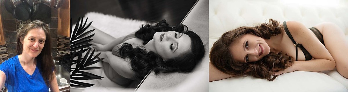 Before and after boudoir transformation collage