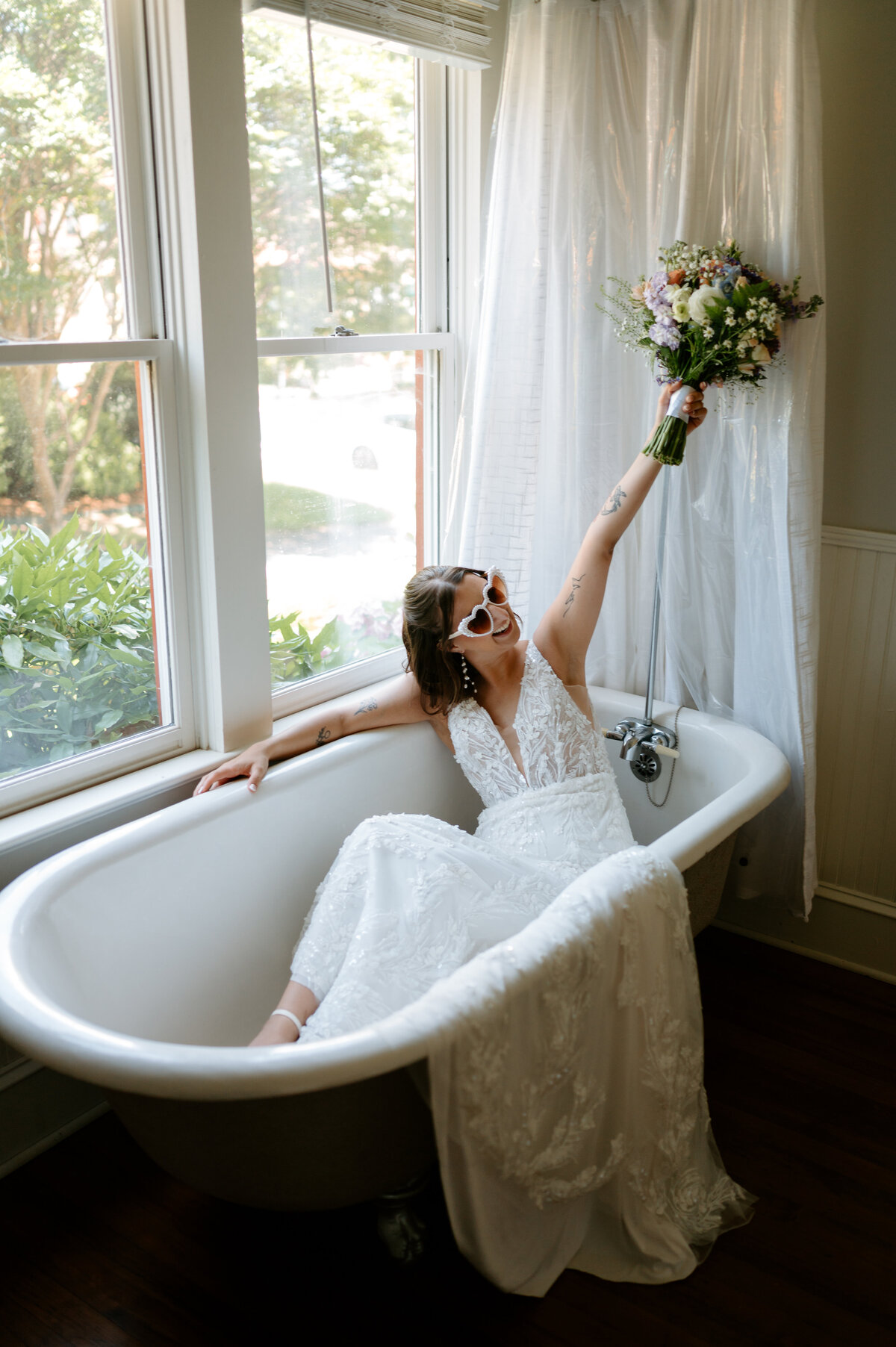 bride in bathtub