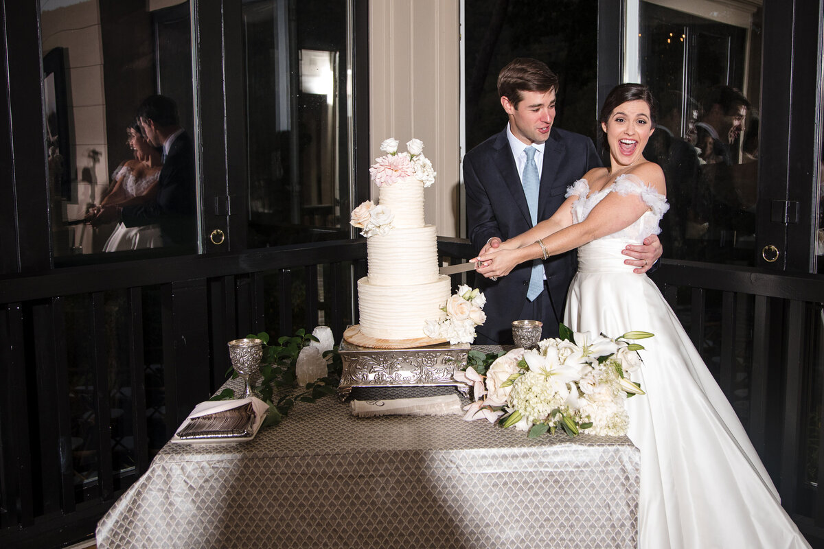 Cake Cutting at Cashiers NC Wedding