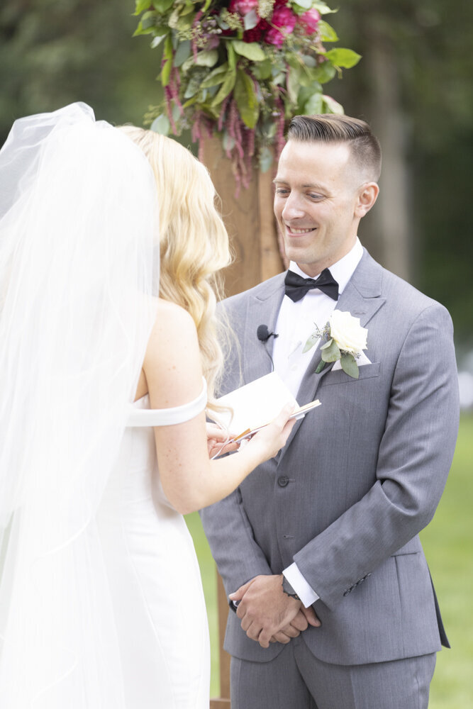 bride reading her vows - Wadsworth Mansion wedding photographer Rachel Girouard