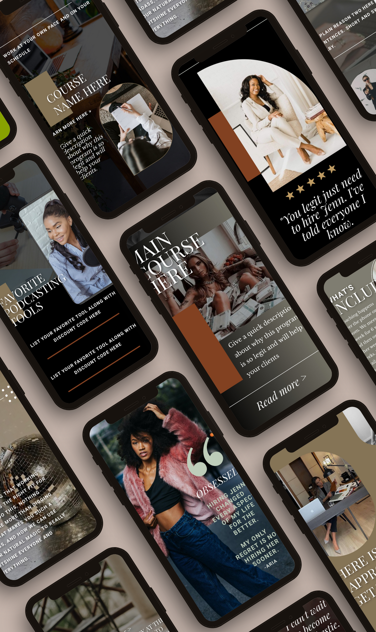 graphic that has multiple iPhones on it and the screens each show a screenshot from a website