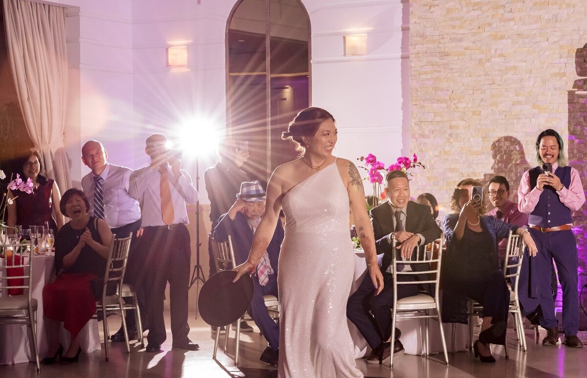 Chinese bride performing during the first dance. 