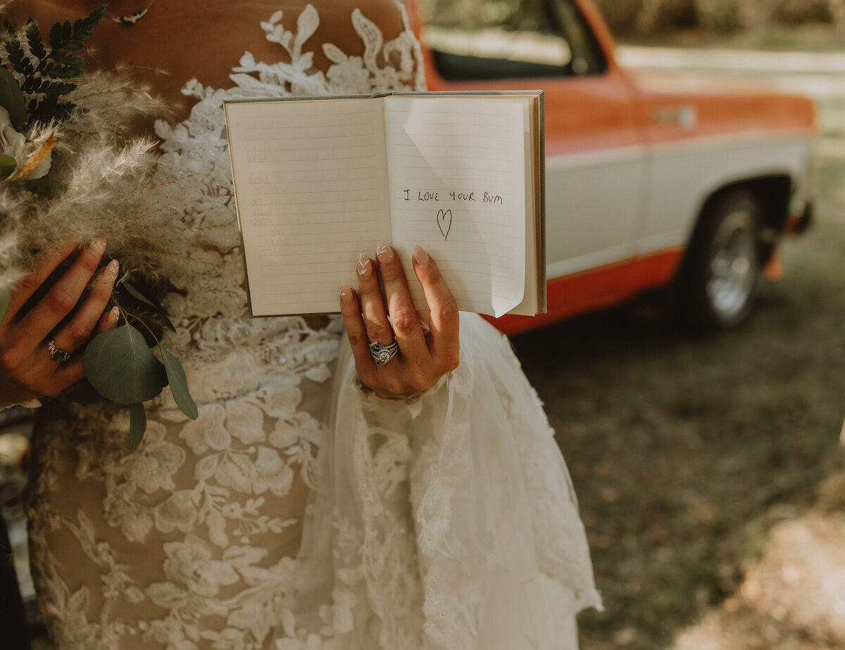 Notebook from the groom to the bride in Edmonton,AB