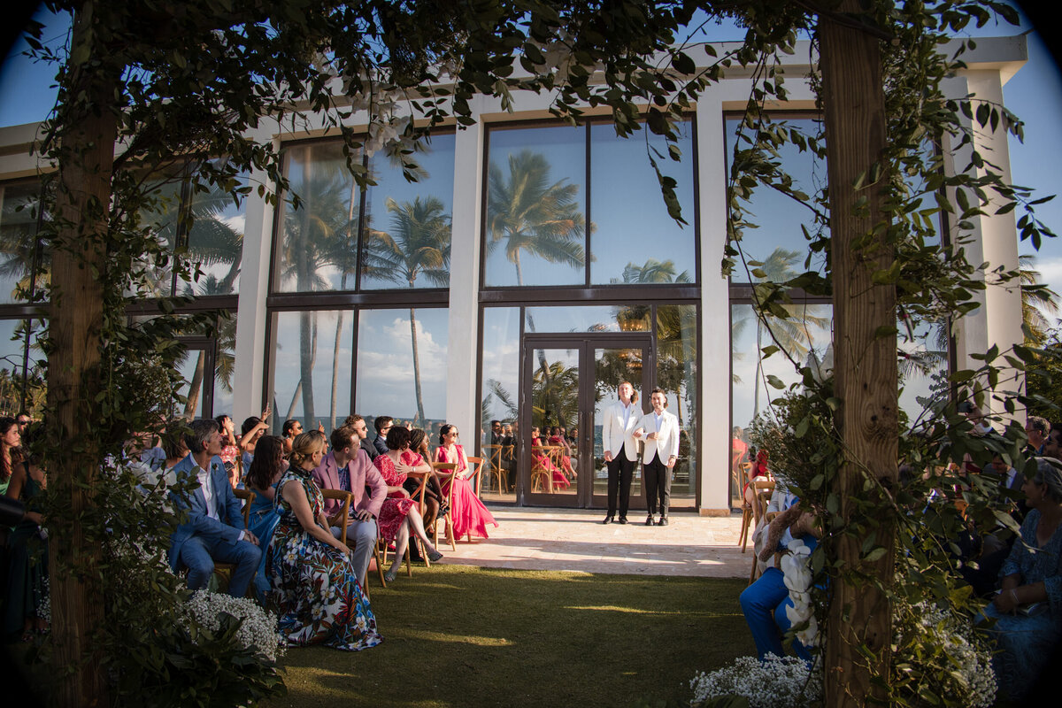 An outdoor wedding ceremony  at a destination wedding in Puerto Rico