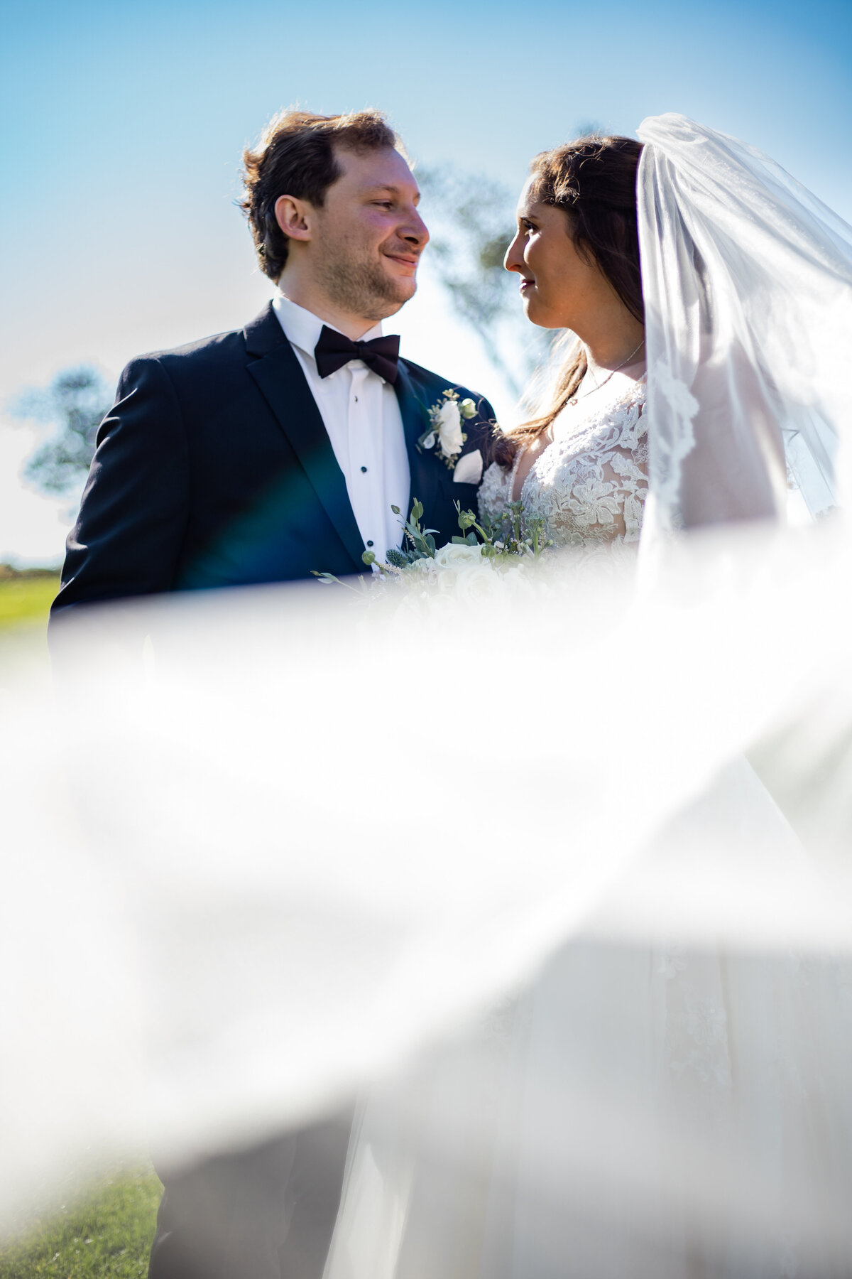 A Photograph using the brides veil for artistic expression.