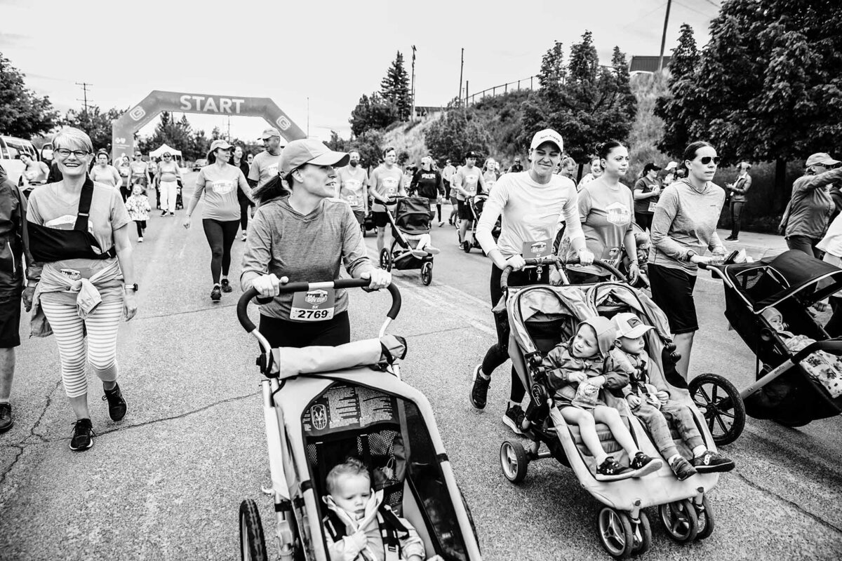 Runners with strollers at Governor's Cup Race in Helena, MT