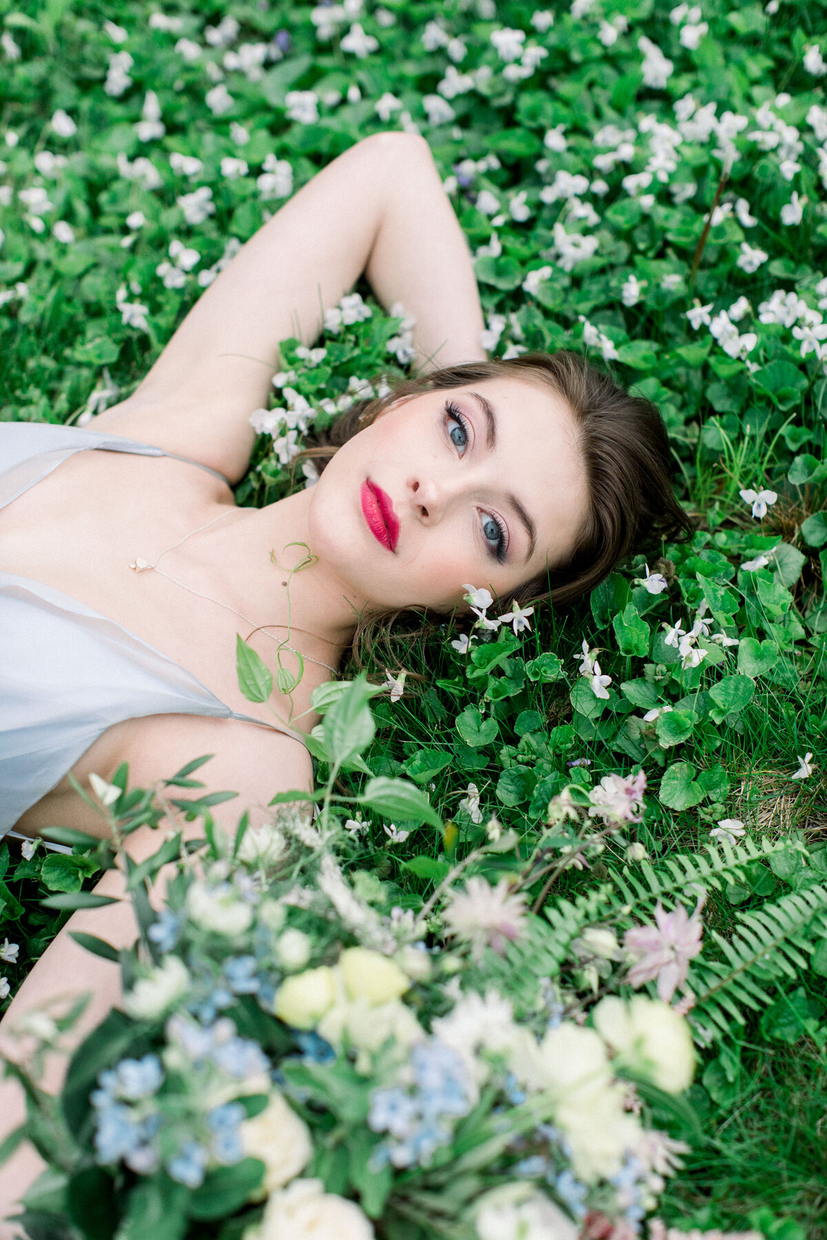Vermont Wedding Bride in Grass