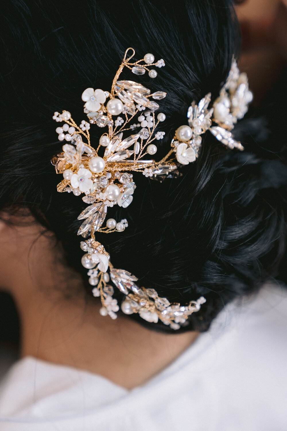 Elegant wedding hair of the bride