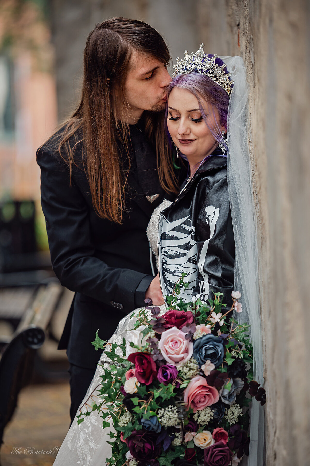 TP6_9508-Wedding Details, Ring,  Photographer, Dress, Bride, Michigan Photographer, Depot Town, The Freight House, Tattoo, Gothic, Friday 13th