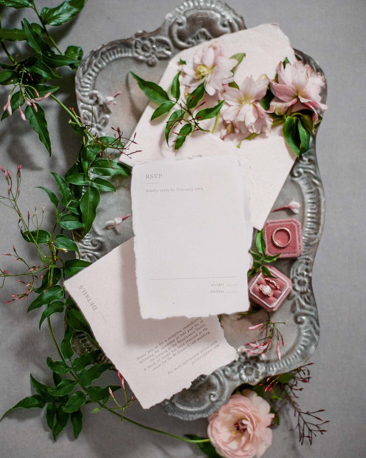 Dominique Alba wedding invitations minimalist collection poente suite rsvp and details card