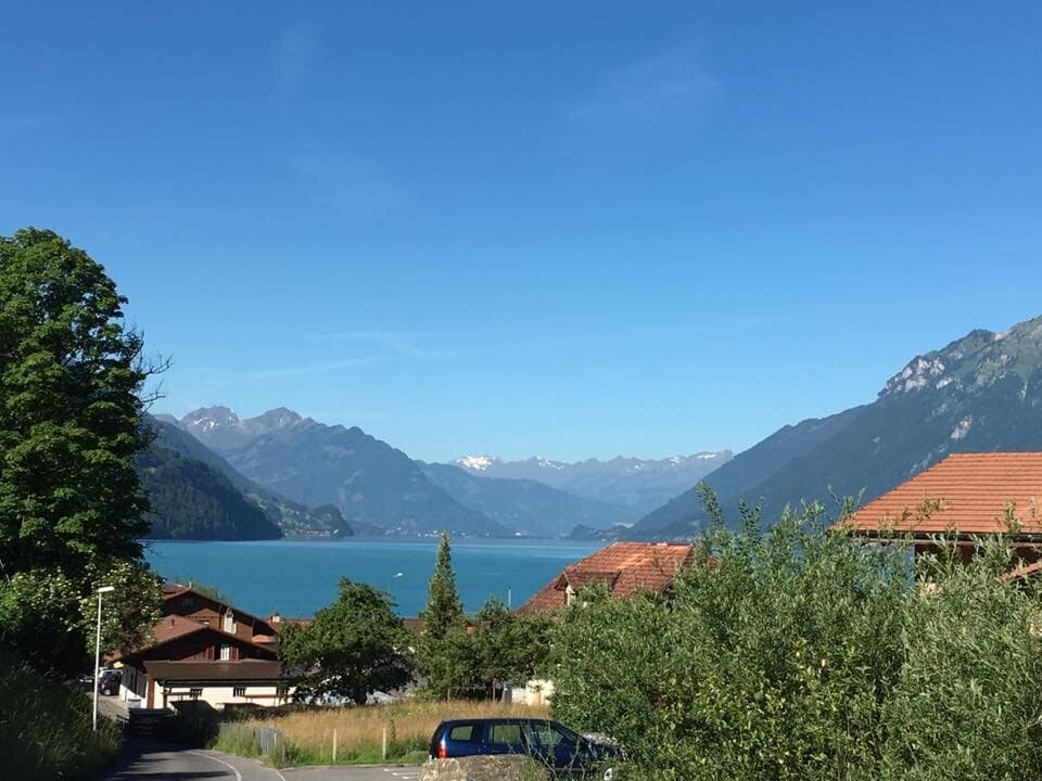 View of mountains and lake in Switzerland