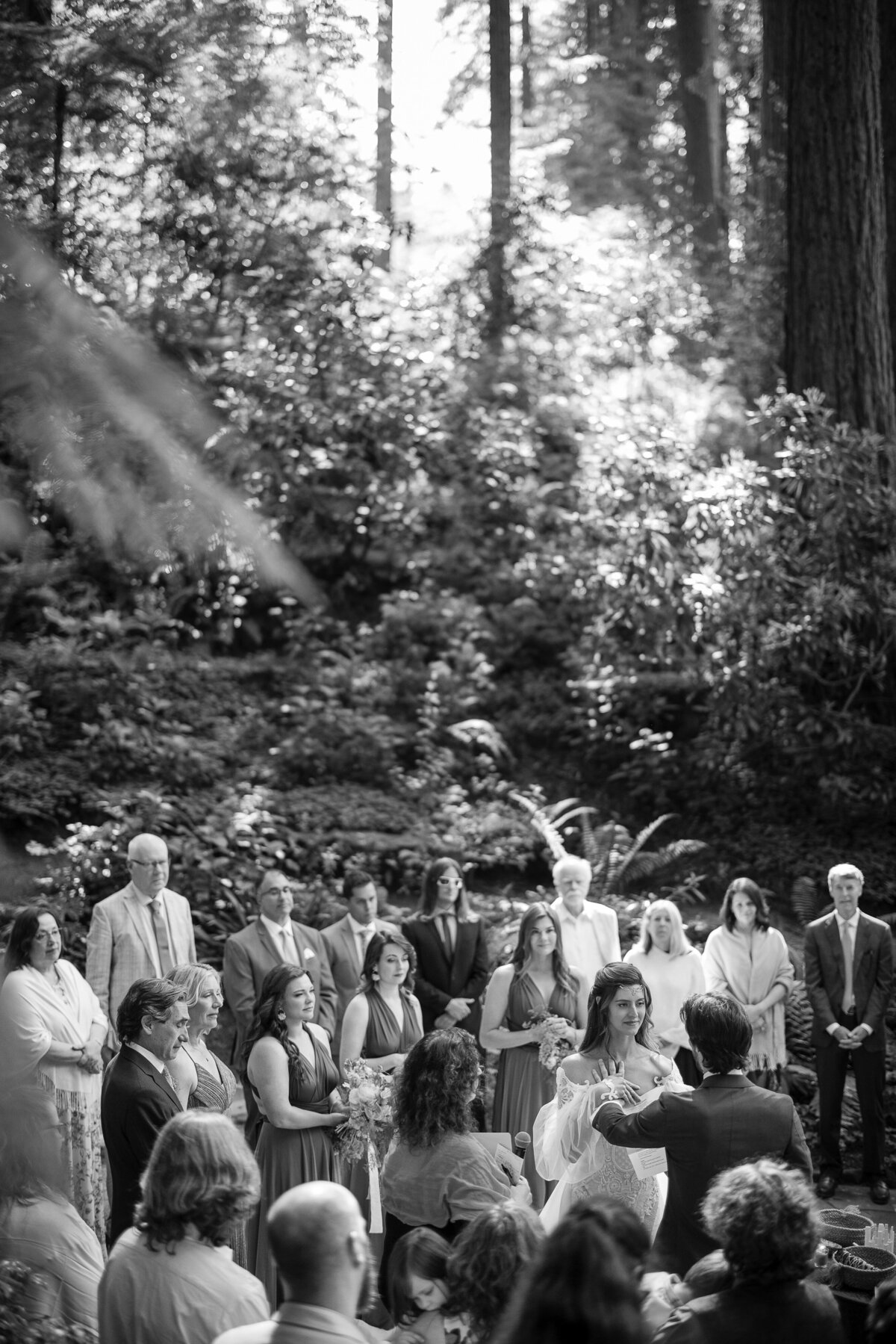 An emotional outdoor ceremony at a destination wedding at Nestldown in Los Gatos, California
