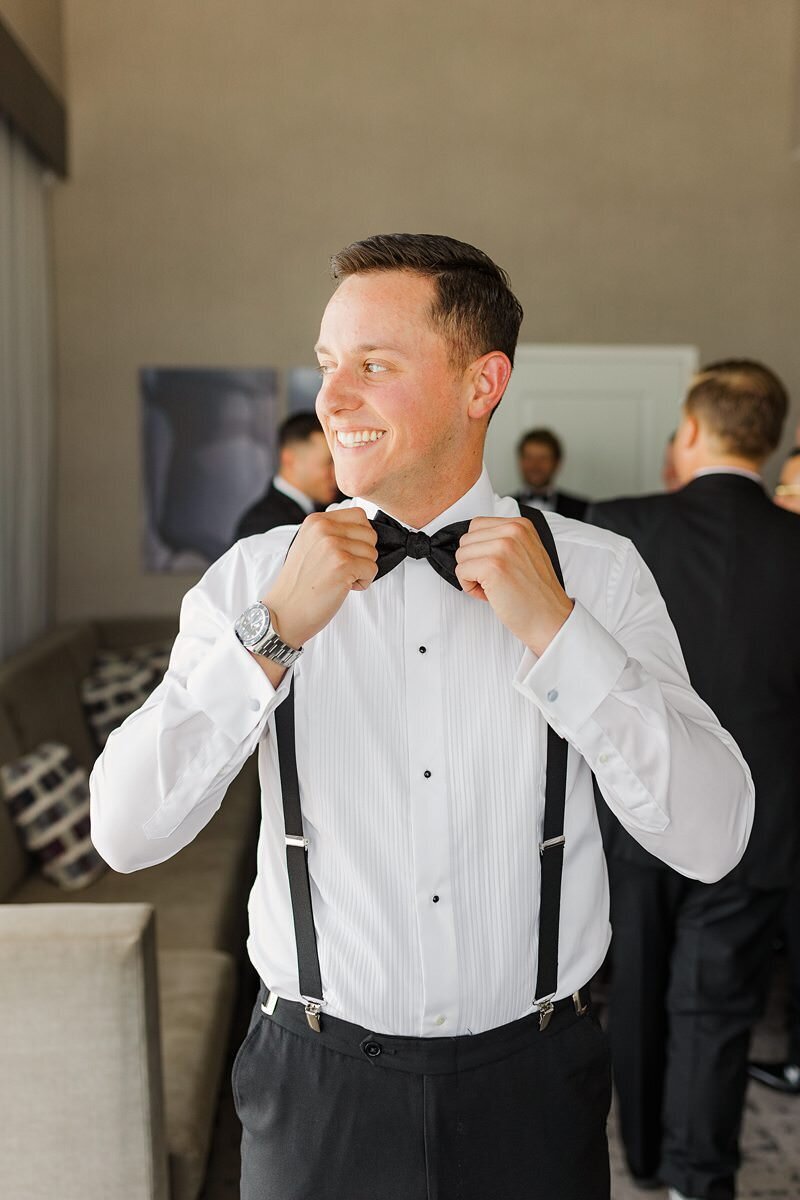 Groom and Groomsmen Getting Ready at DoubleTree, Evansville.035