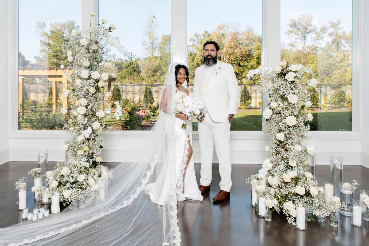 The newlyweds take their first steps together as husband and wife, glowing with happiness.