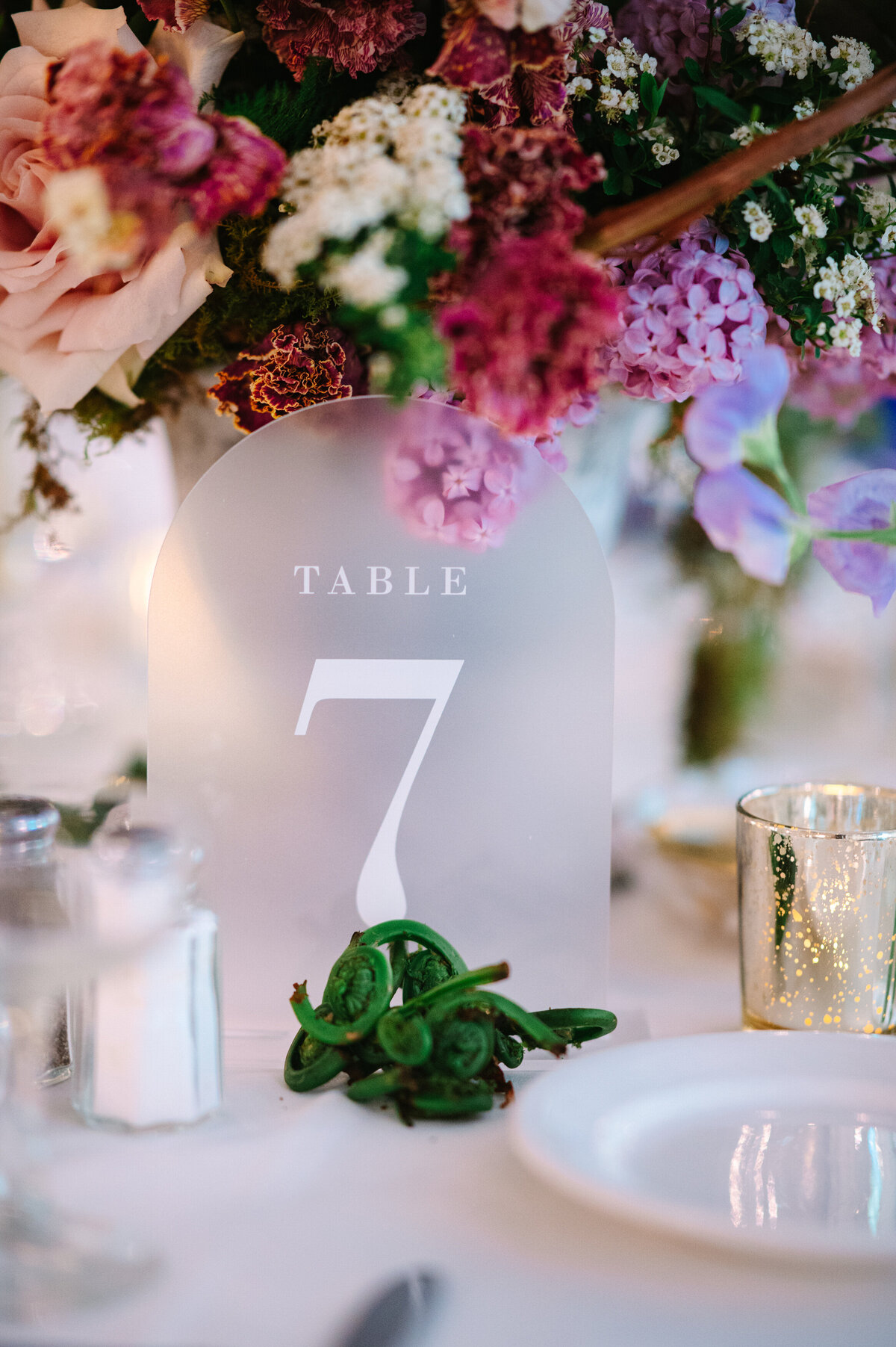 Table 7 sign for a wedding tablescape
