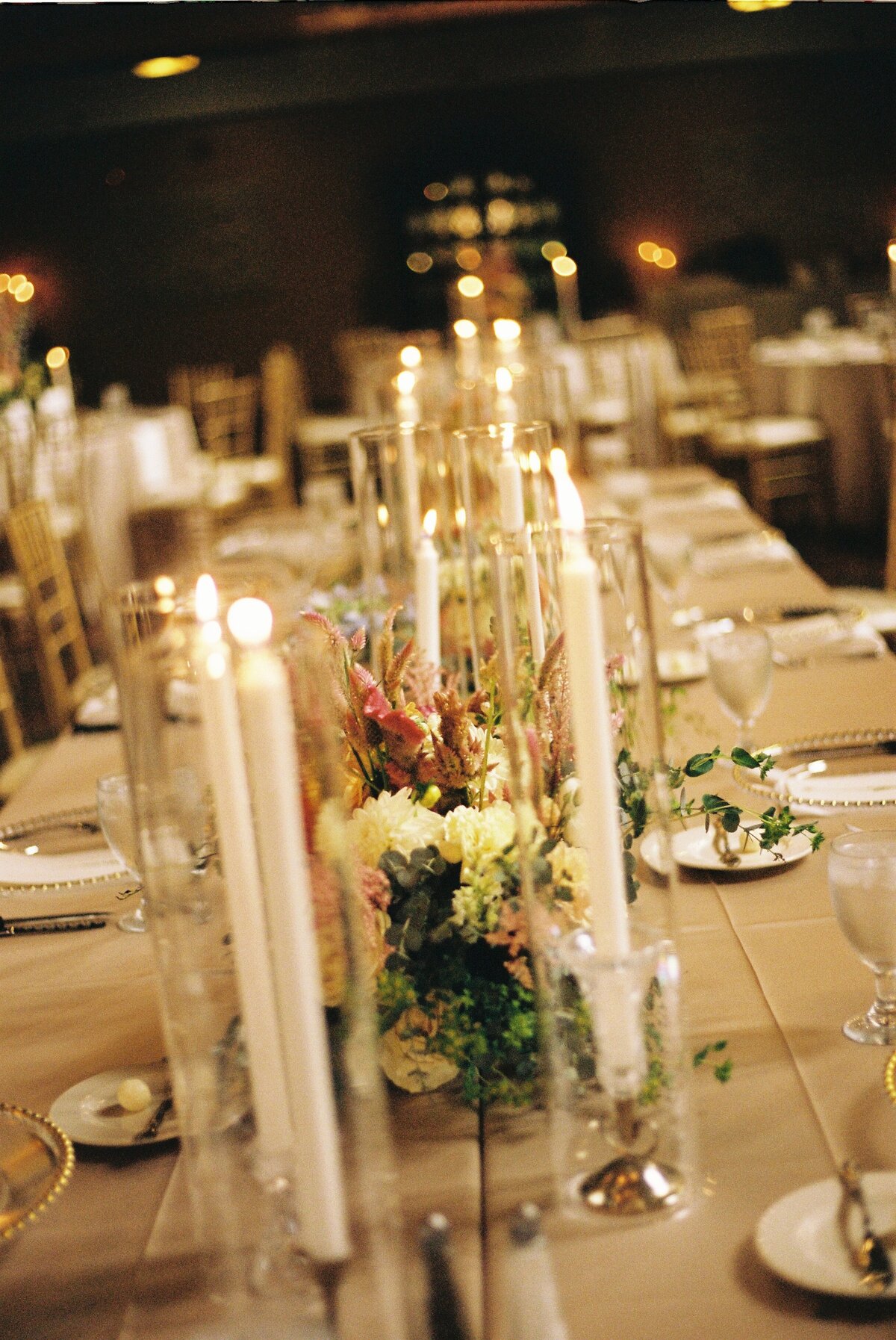 close up of reception table set up