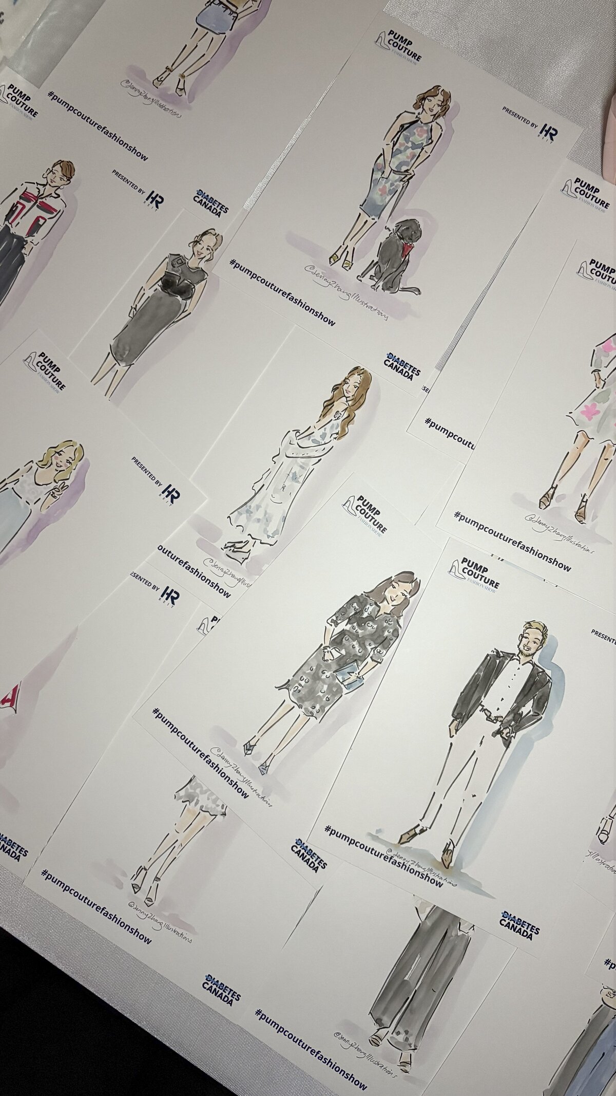 PR event and fundraiser event with event illustrator capturing models' looks with live sketches for Diabetes Canada