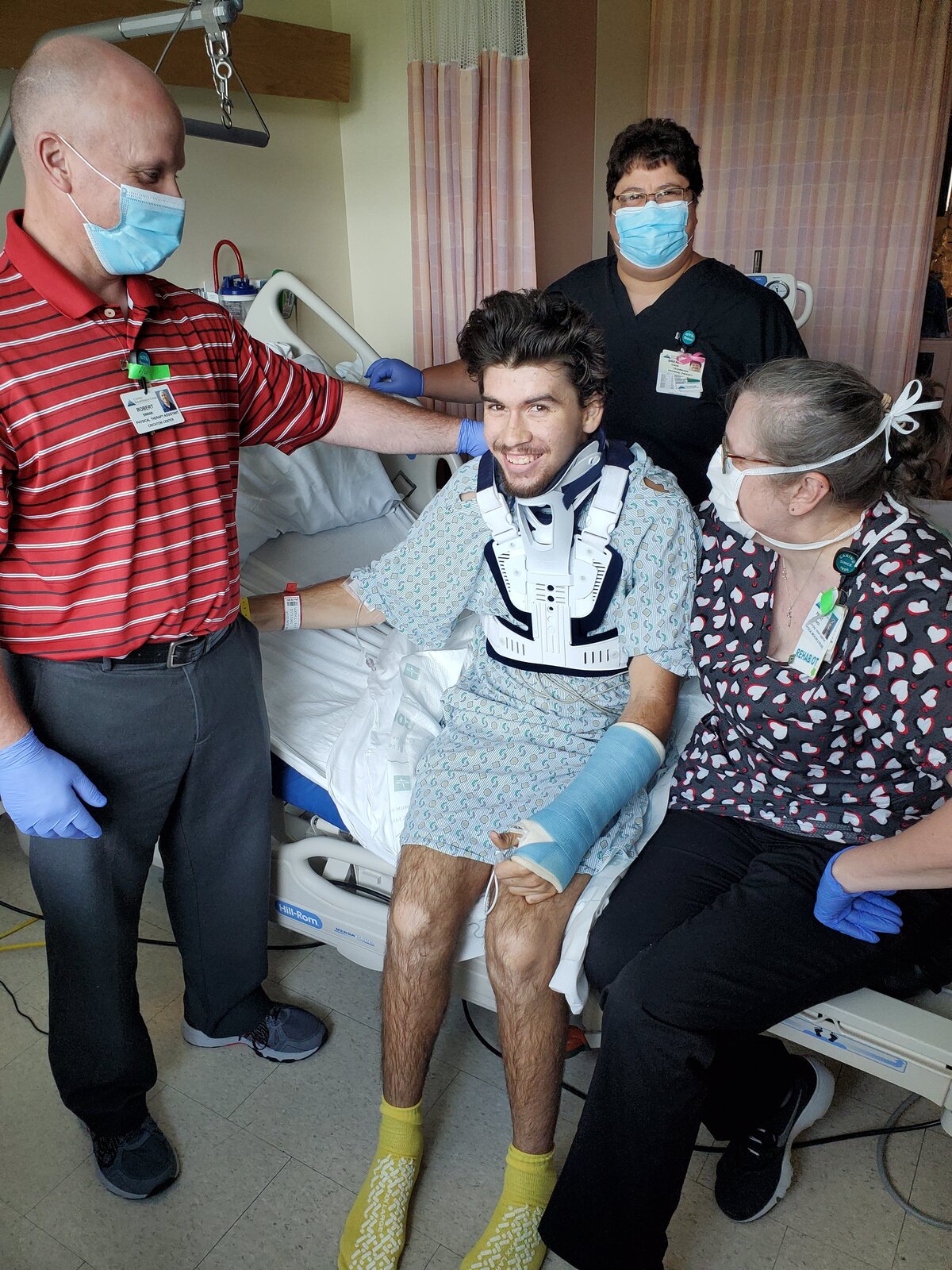 sitting up for first time 10 days after accident