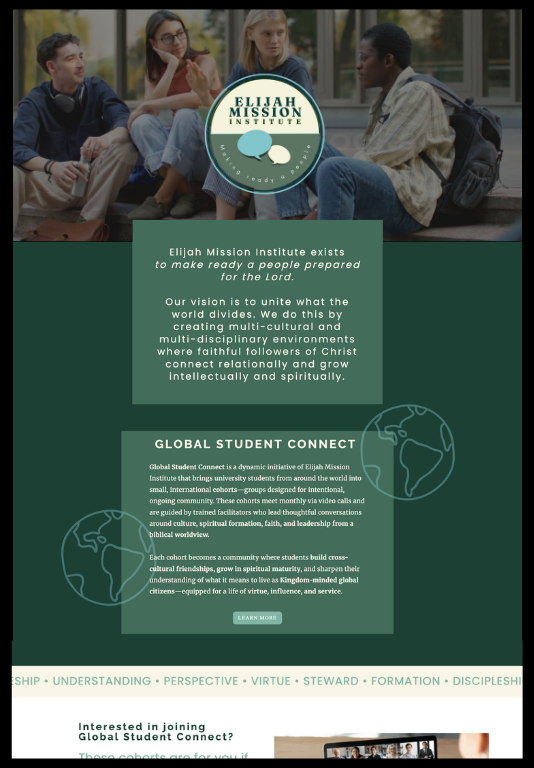 Elijah Mission Institute custom Showit website design by Madison Paige Design Co., built for nonprofit in West Michigan & South Africa.