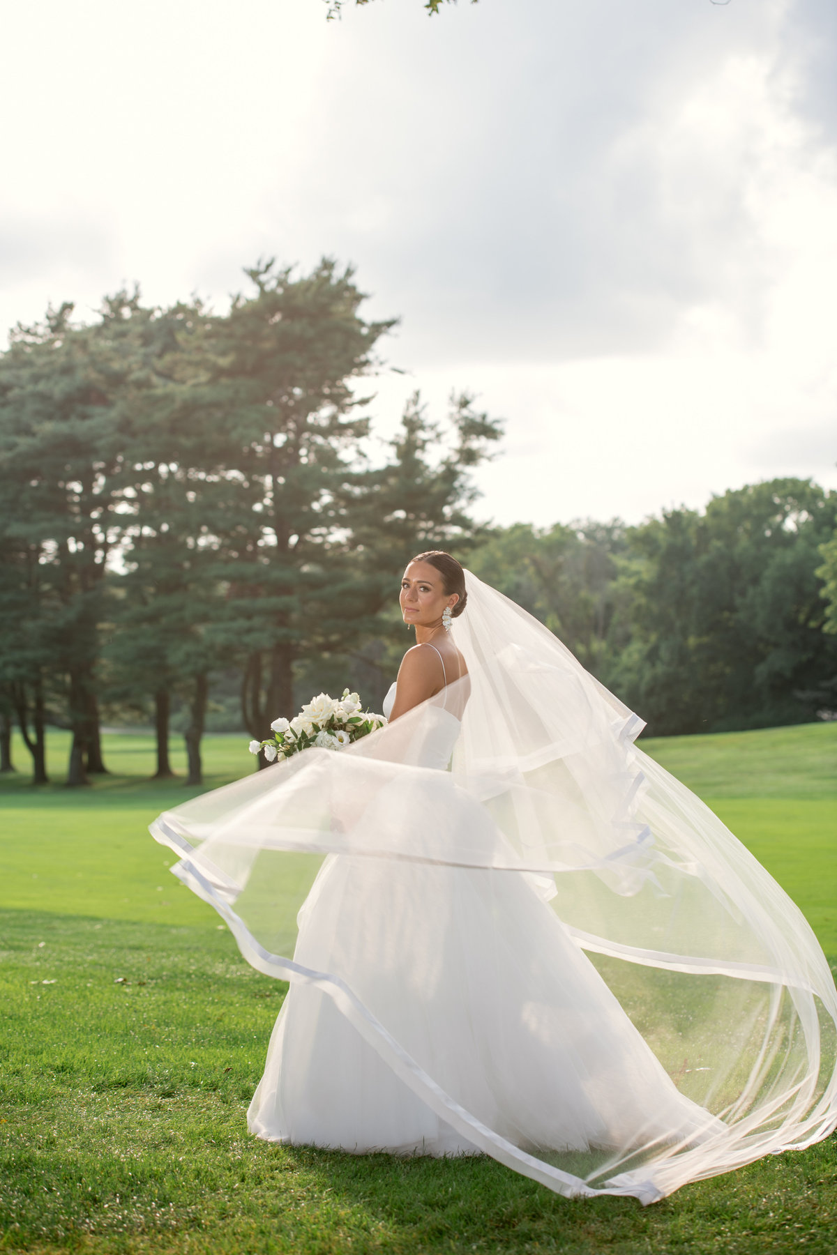 bride solo shot on the greens at The Muttontown Club