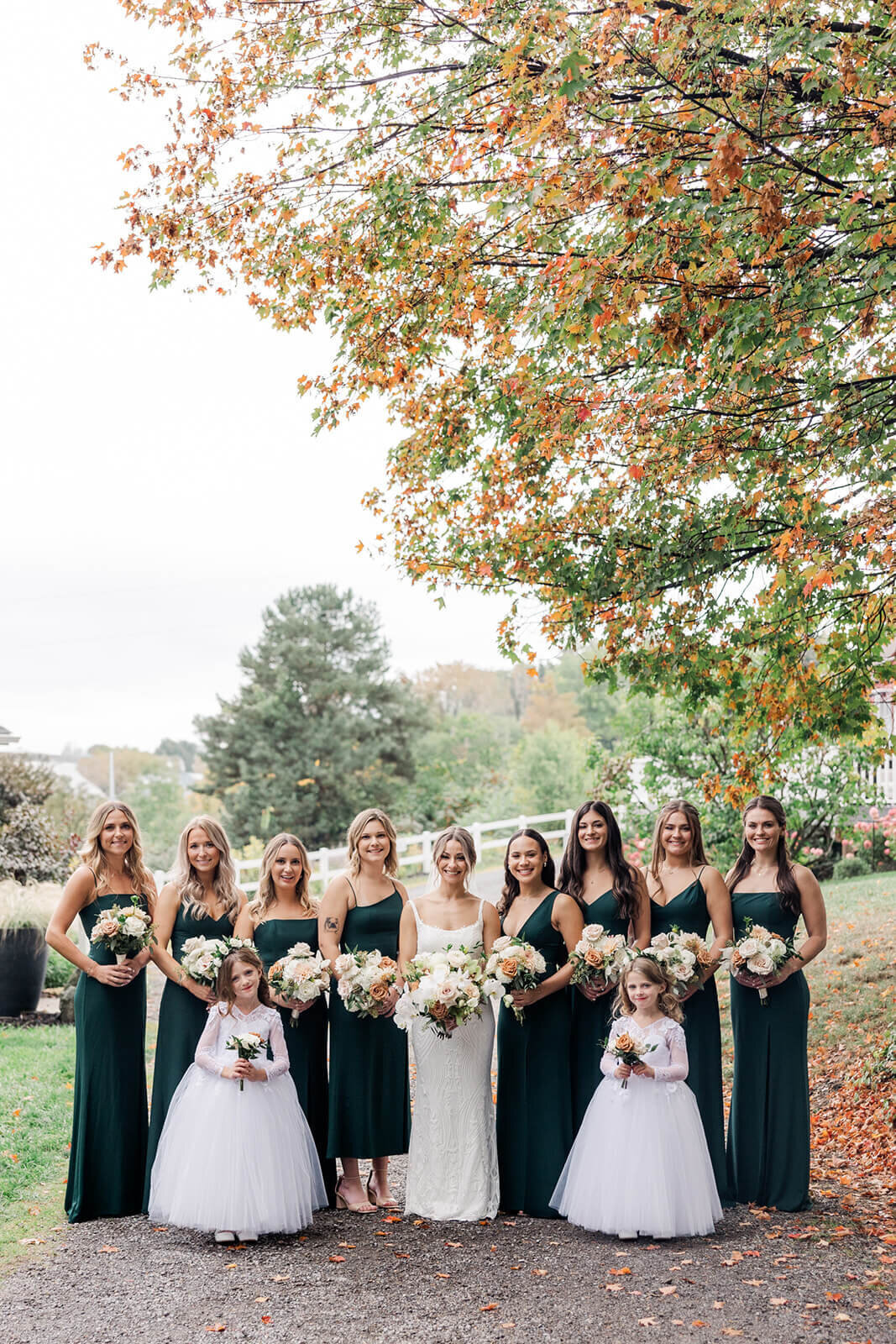 Bride with bridal party at Finger Lakes Wedding