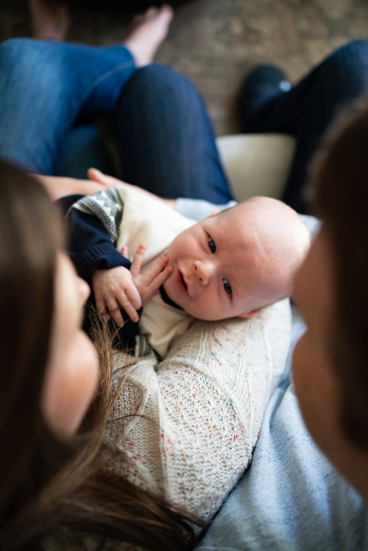 infant family photography using natural light in a Boston home