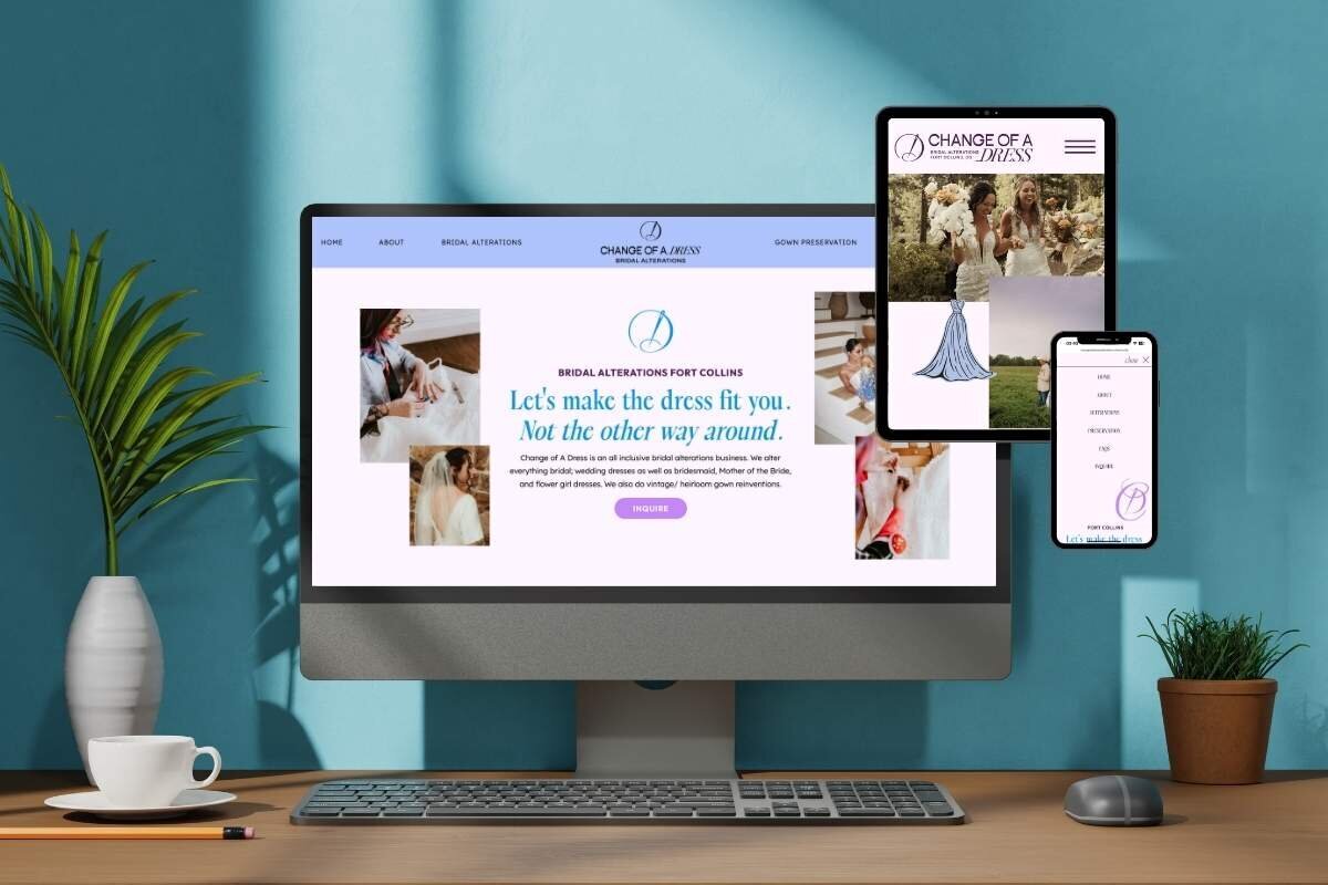 custom Showit website design fora Change of a Dress, a seamstress in Fort Collins, Colorado