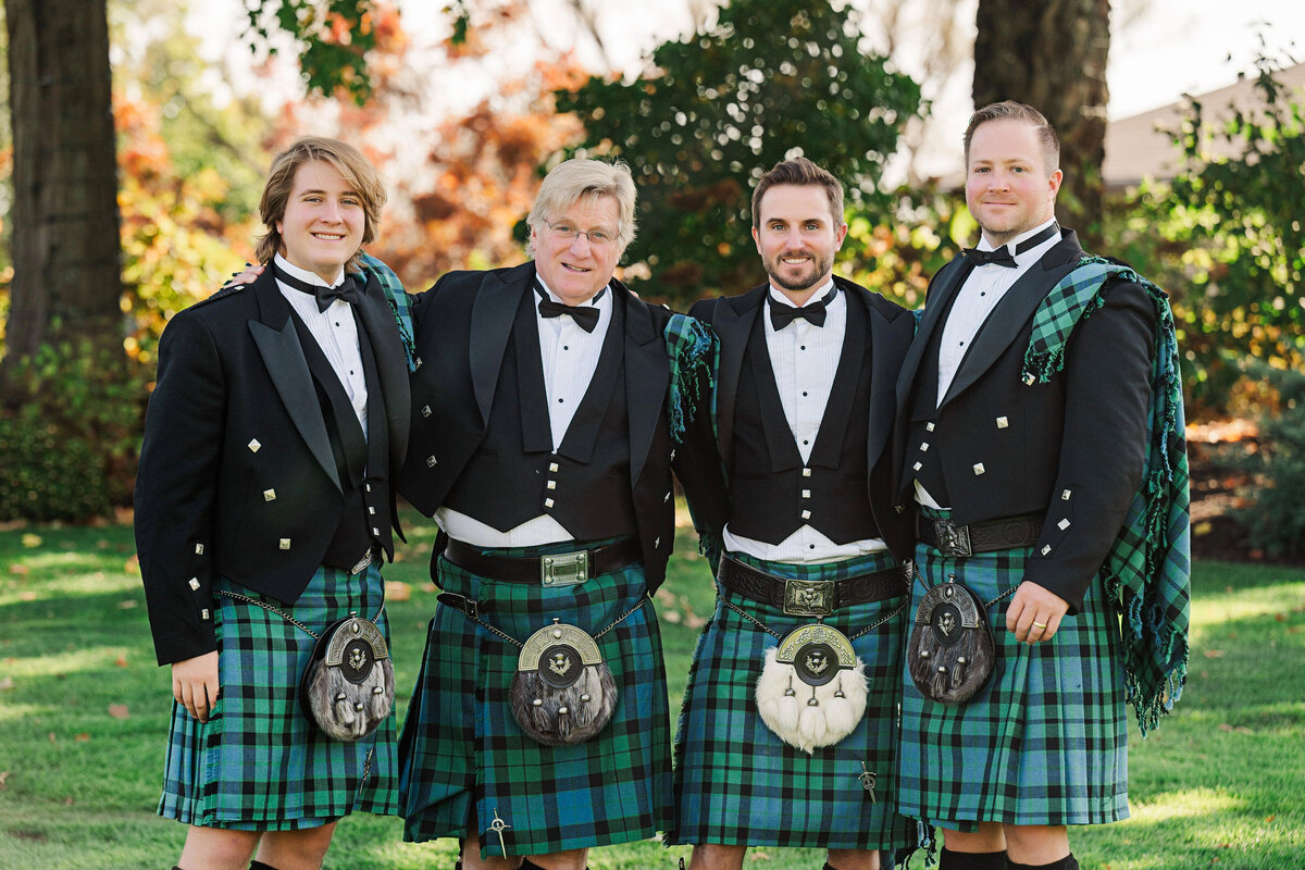 groomsmen in kilts on ohio wedding day