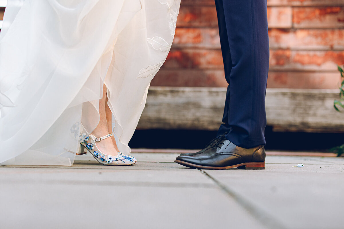 A couple share a moment together before their wedding ceremony at The Joinery in Chicago