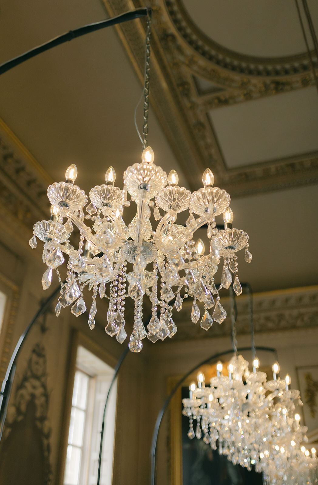 chandeliers at wedding