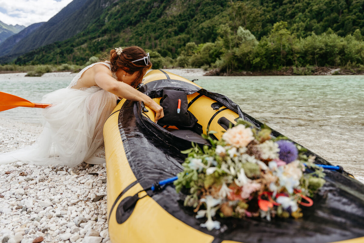 Kayak adventure elopement in Slovenia