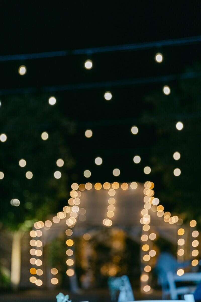 twinkling lights at terrain gardens wedding reception