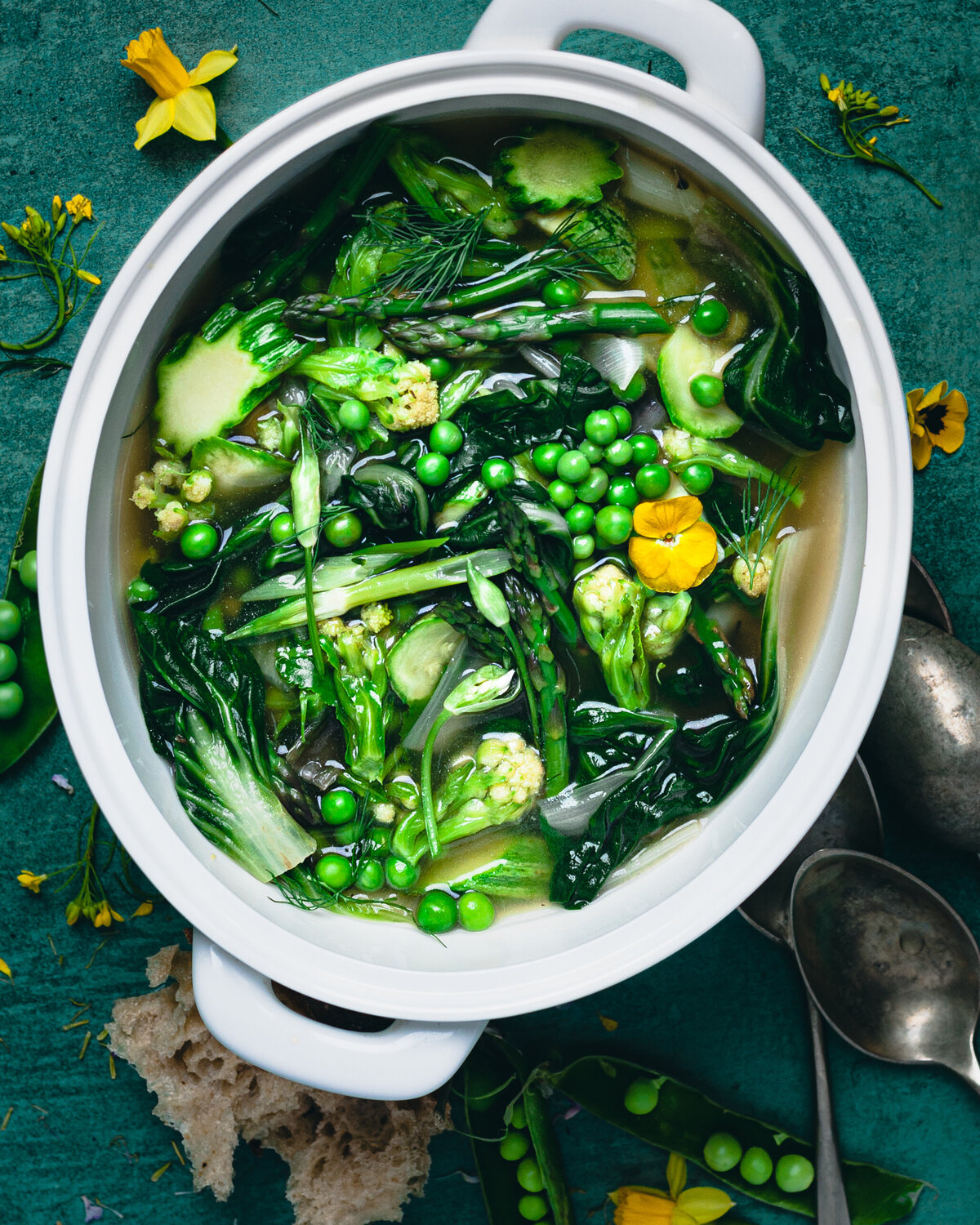 spring soup vibrant food photography