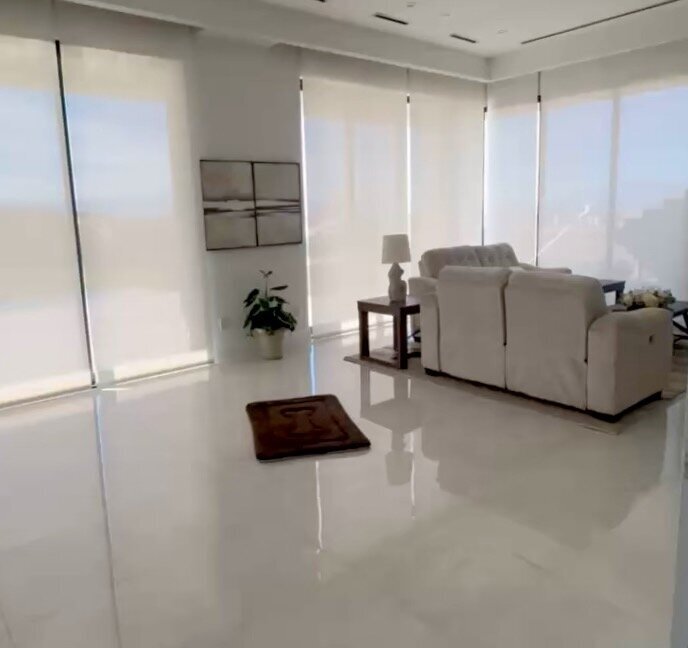 Solar shades on oversized windows, MacDonald Highlands