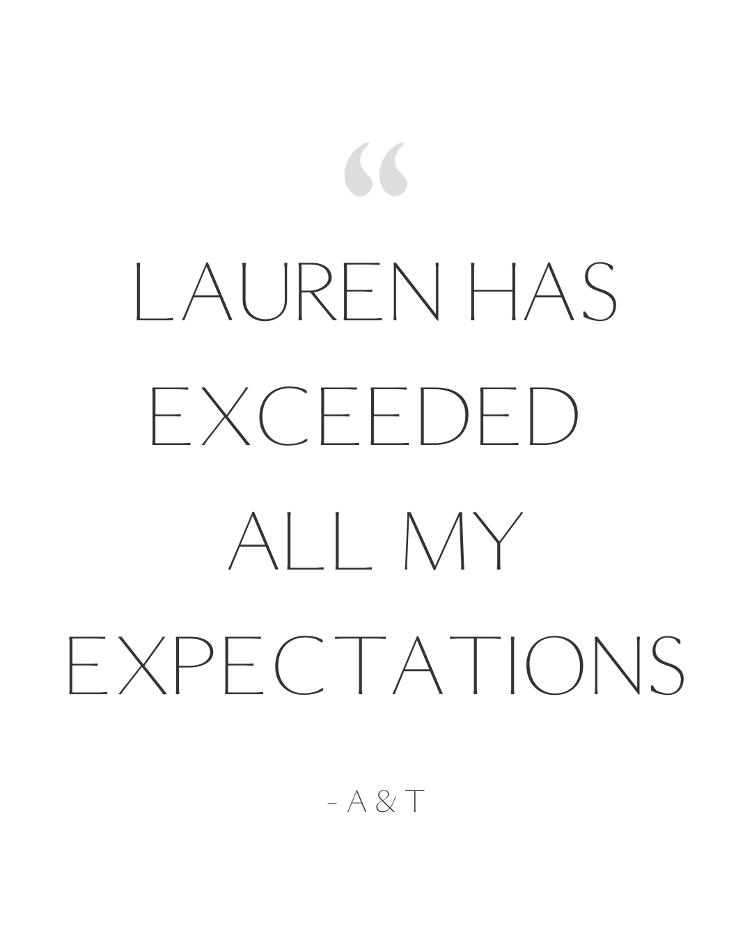 Lauren has exceeded all my expectations quote by client of Lauren Bounds Colorado Springs Newborn Photographer