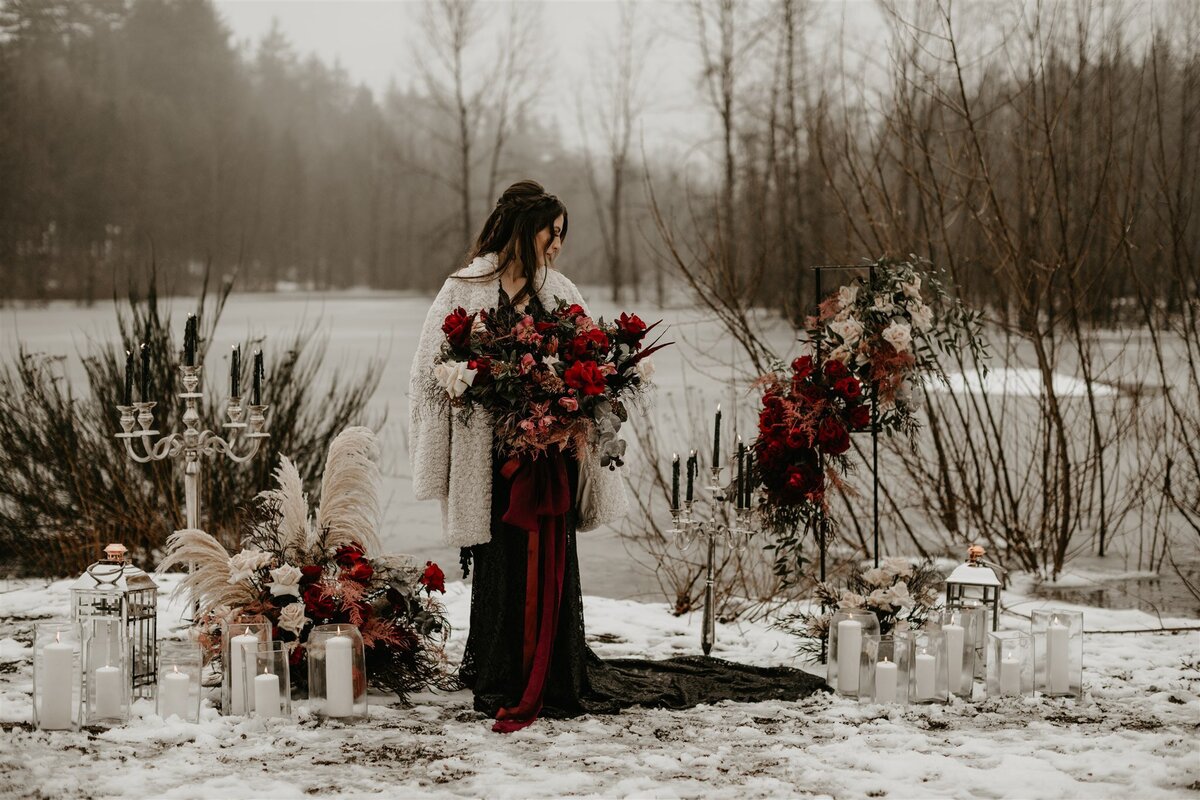 bridal bouquet in the snow basket kase creations 4 u