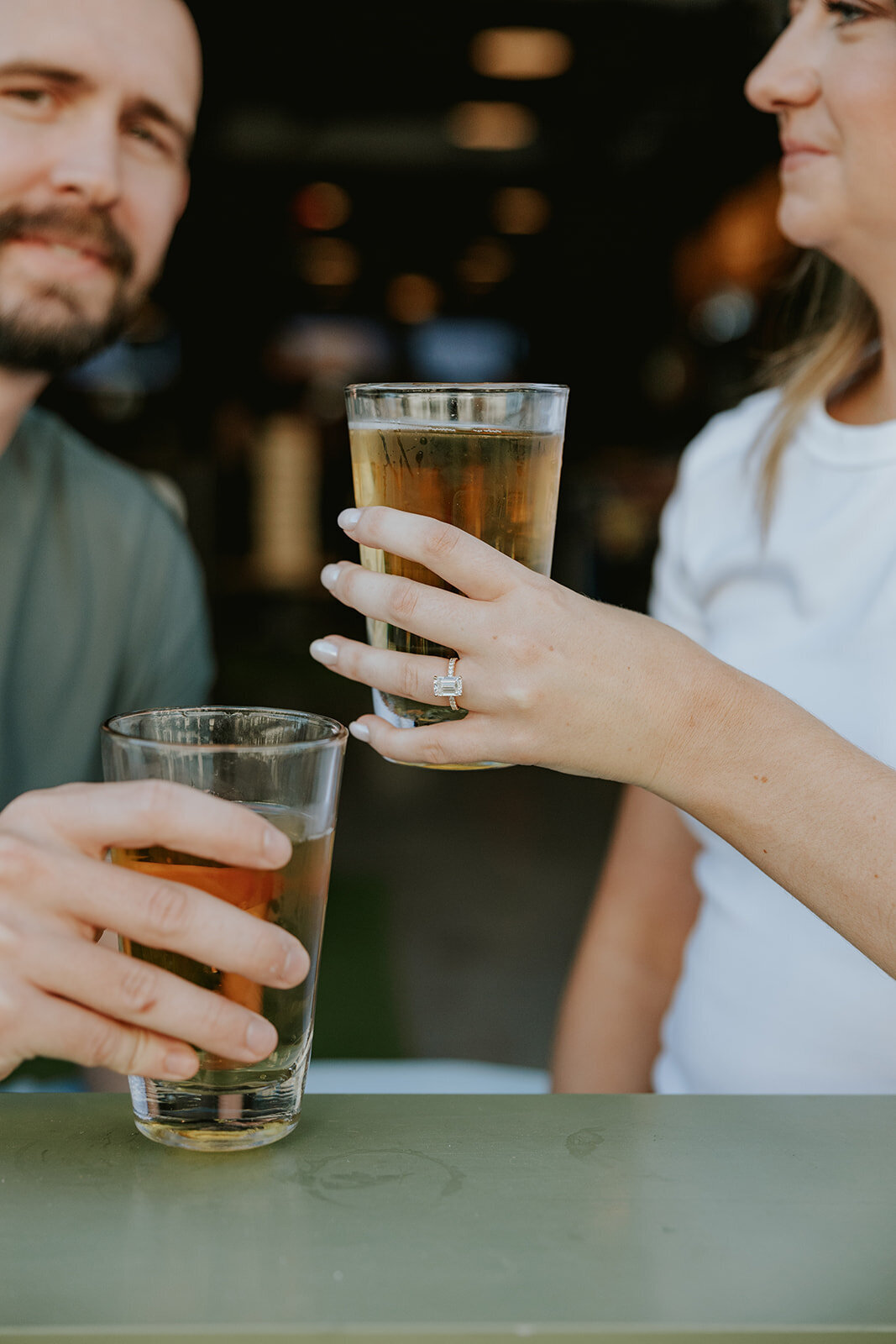 Indianapolis engagement photos champagne ring detail