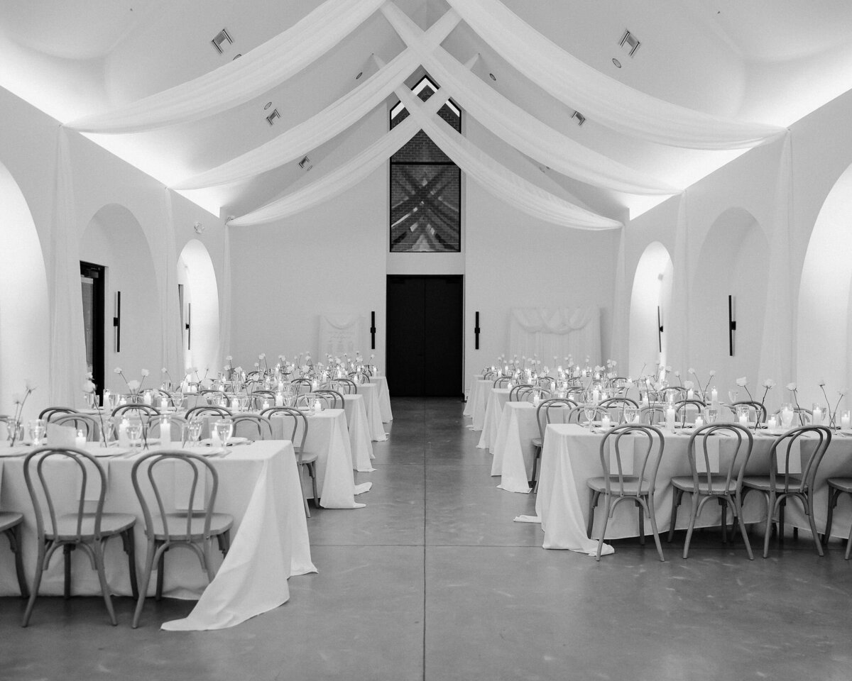 The reception room dressed in soft drapery